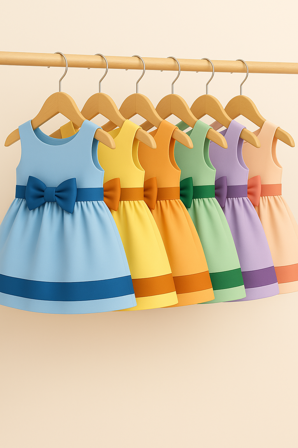 Girls' Summer Ribbon Frock - Light Base