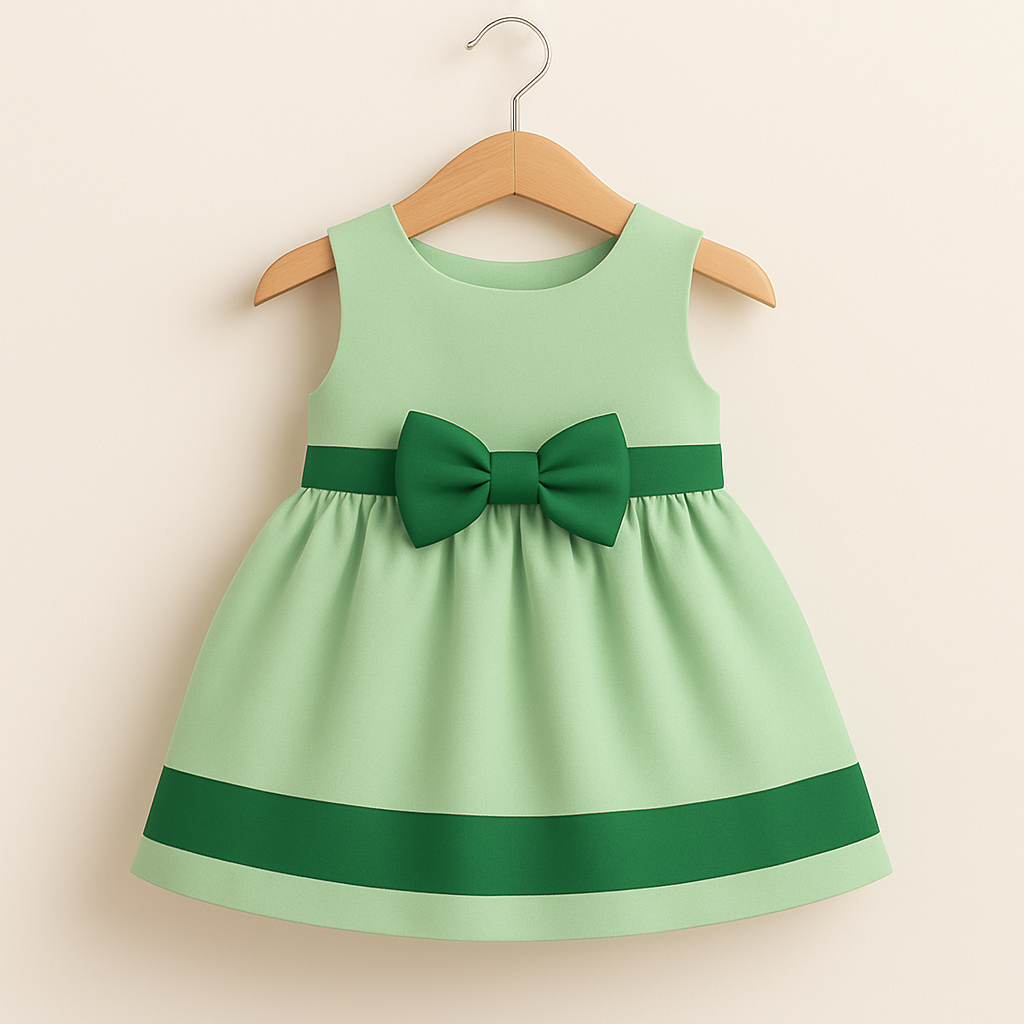 Girls' Summer Ribbon Frock - Light Base