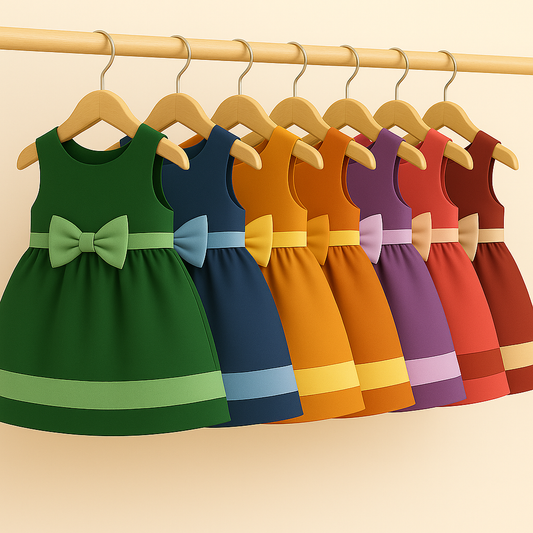 Girls' Summer Ribbon Frock - Dark Base