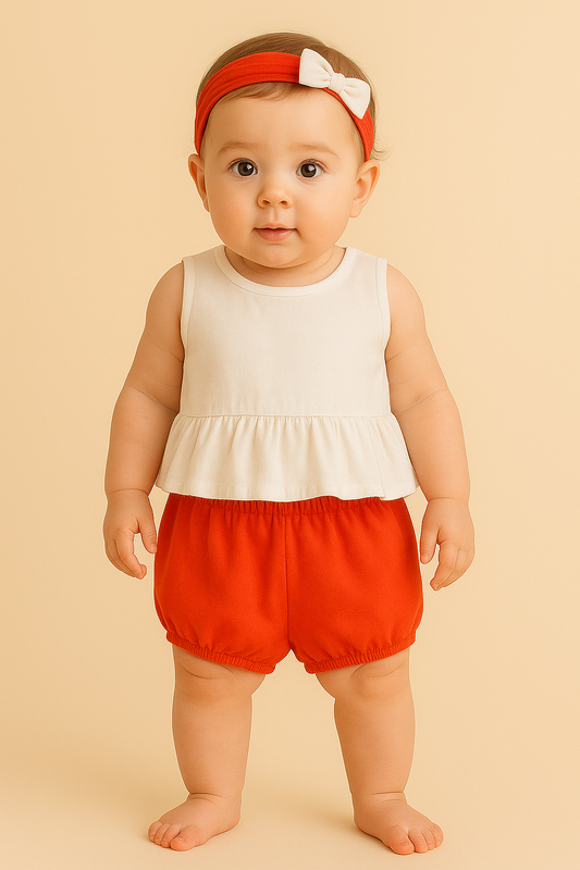 Baby Girl Peplum Top & Bubble Shorts