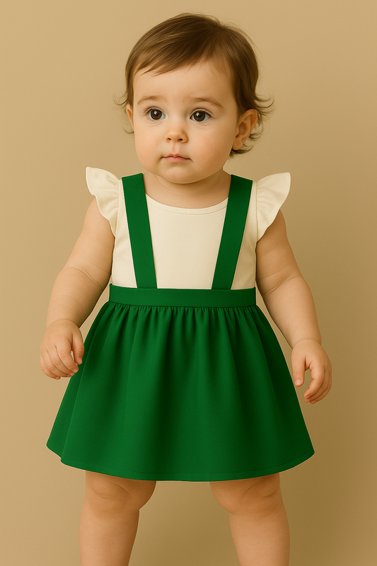 Suspender Style Frock with Flutter Sleeves