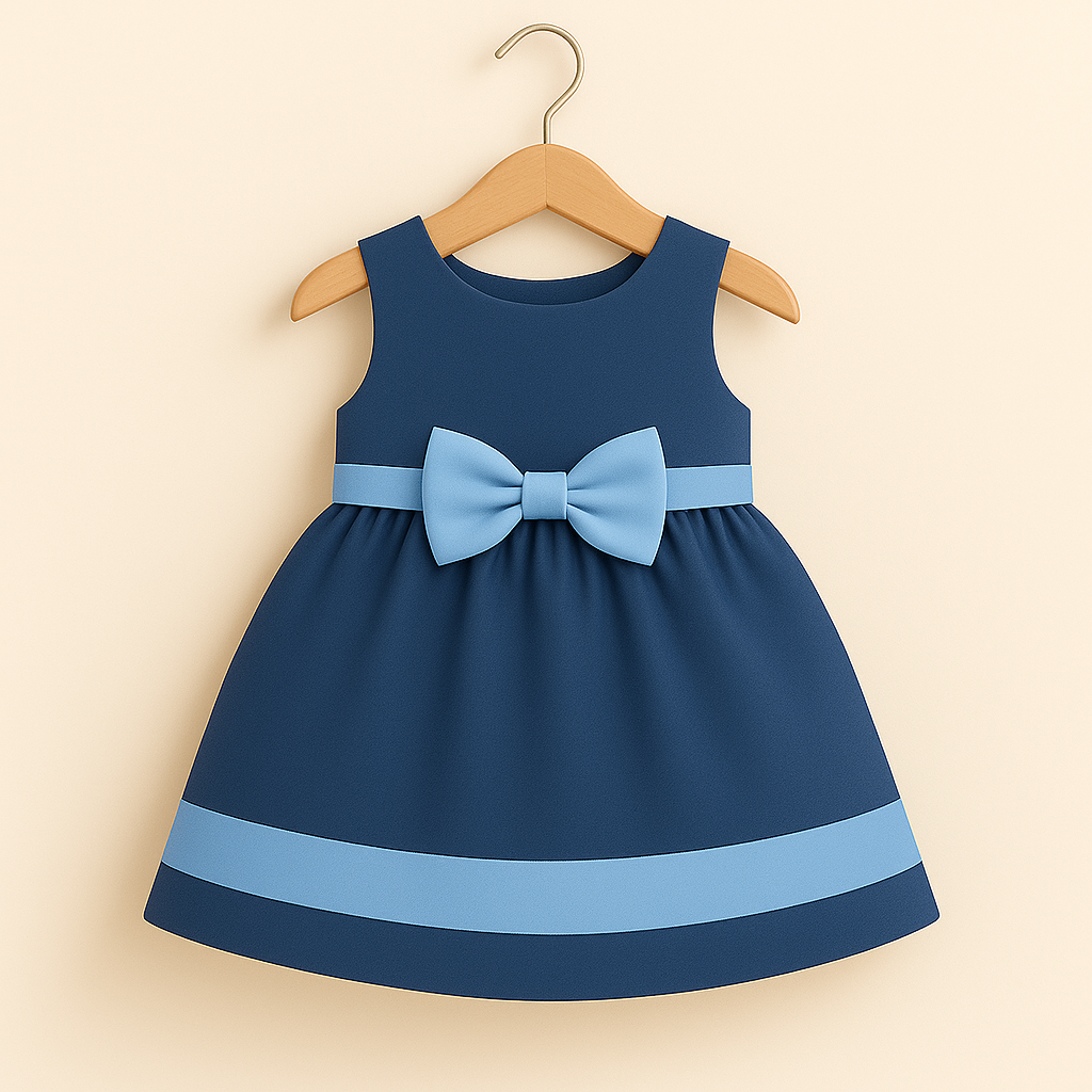 Girls' Summer Ribbon Frock - Dark Base