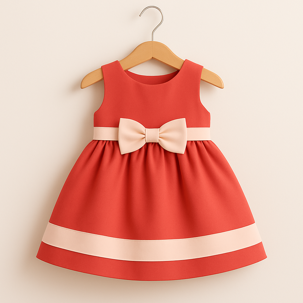 Girls' Summer Ribbon Frock - Dark Base