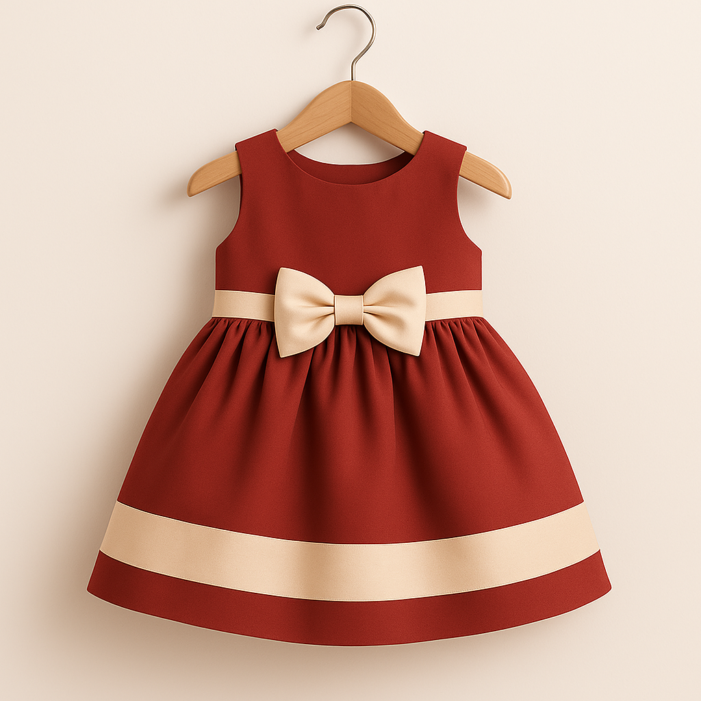Girls' Summer Ribbon Frock - Dark Base