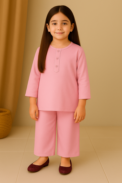 Girls’ Classic Linen Kurta & Trouser Set